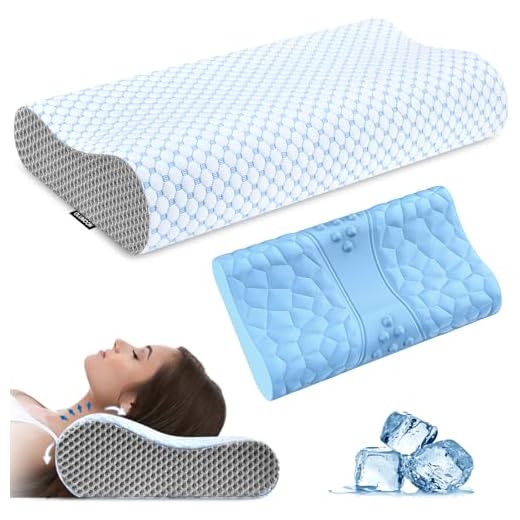 Neck Pillow Memory Foam Pillows - Cooling Neck Support Pillow for Pain Relief, Ergonomic Cervical Pillow for Sleeping, Orthopedic Contour Bed Pillow for Side, Back & Stomach Sleepers (Grey)