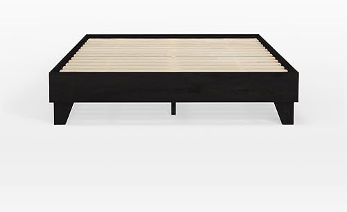 Miniatura 6 de eLuxurySupply Marco de cama de plataforma de madera, tamaño individual XL, color negro, perfil bajo, no necesita somier, fácil montaje, estilo
