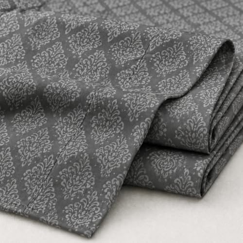 Image of DECOR2ADMIRE 400 TC Cotton Bedsheet with 2 Pillow Covers, Premium Damask Self Design Bed Sheet for Double Bed (Dark Grey, Double King)