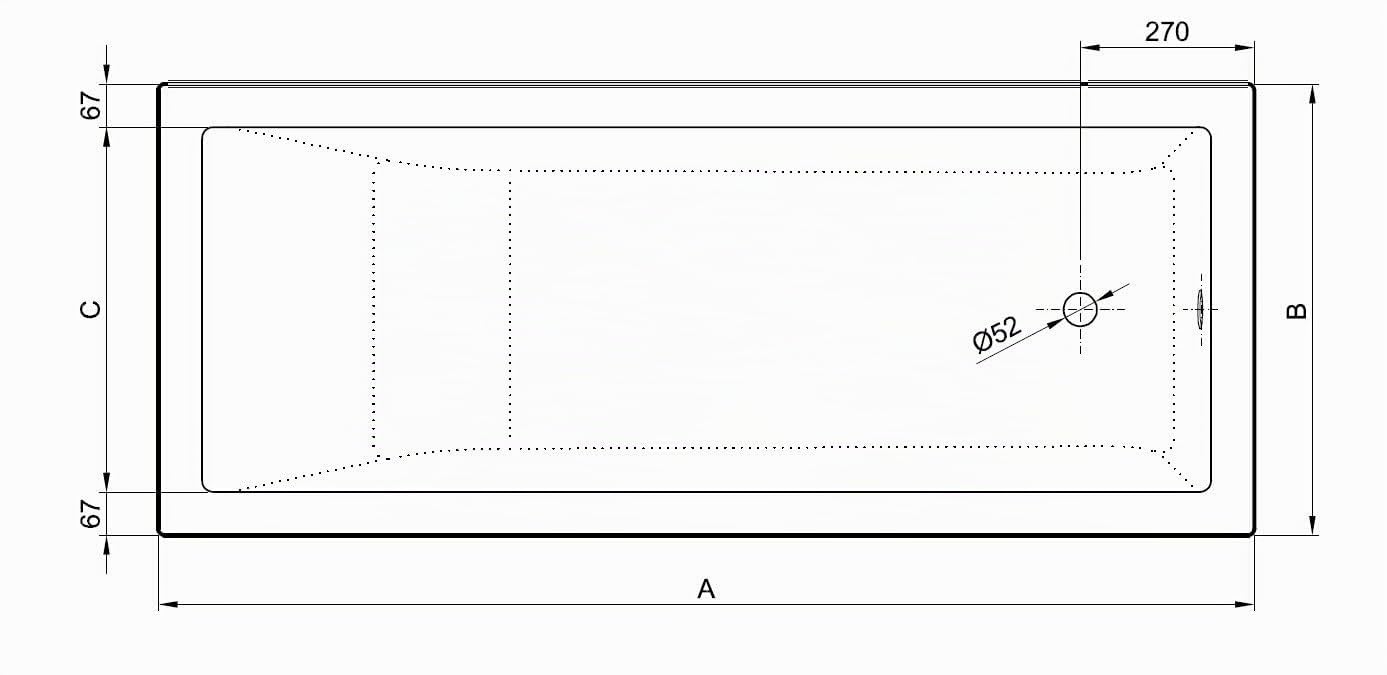 SANITANA CUBIC Bañera Acrílica Rectangular Blanco 80X170 CMS