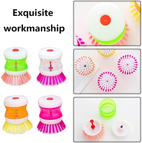 3 Pcs Pot Dish Brushes Soap Dispensing Palm Brushes Kitchen Washing Utensils with Soap Dispenser for Pot Pan Sink Cleaning