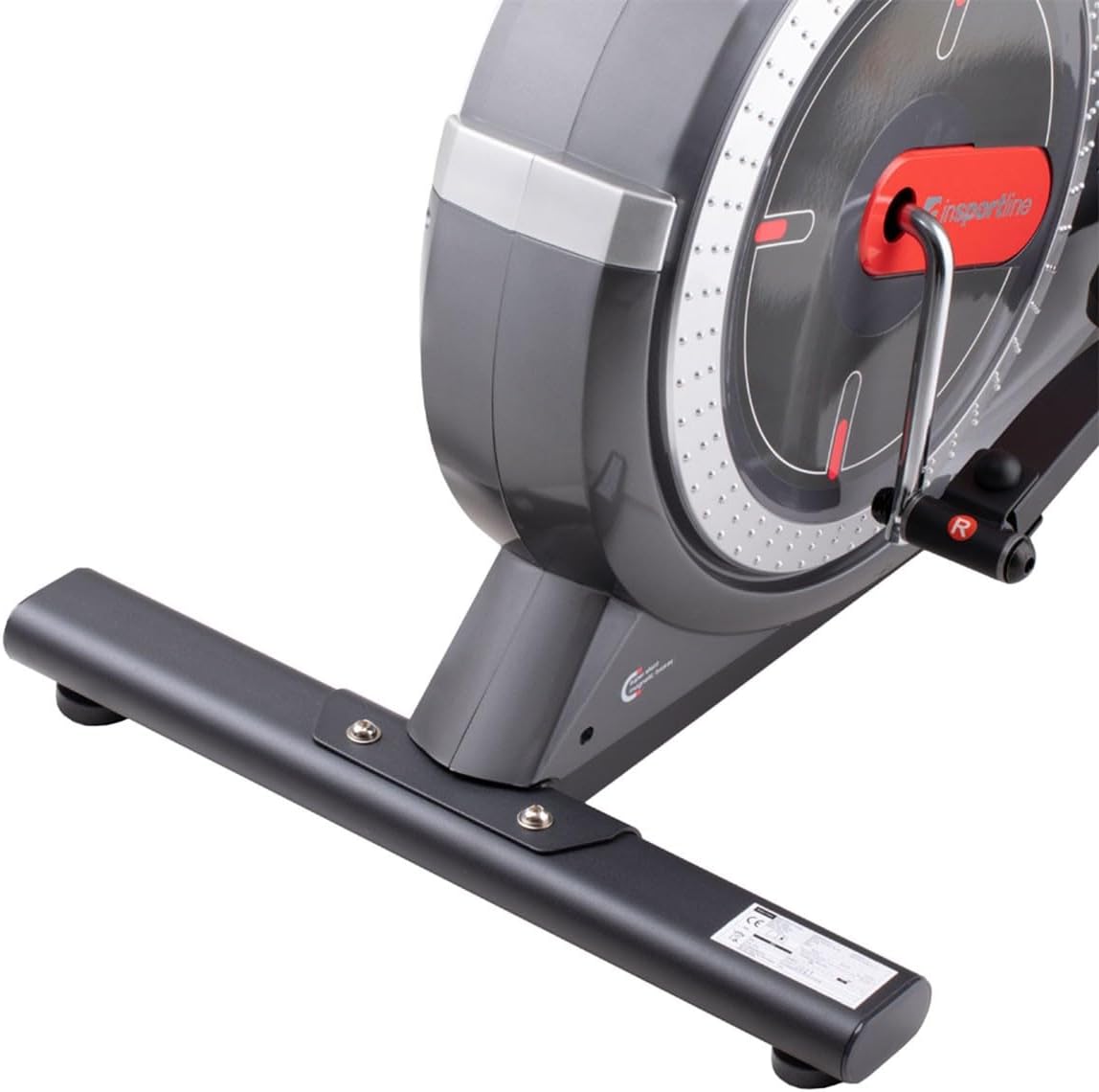 Close-up of the elliptical's front stabilizer bar