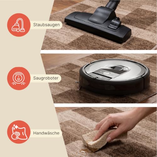 TAPISO Anti Rutsch Teppich Läufer rutschfest Brücke Meterware Modern Dunkelbraun Vierecke Geometrisch Design Flur Küche Wohnzimmer Diele… – Ansicht 3