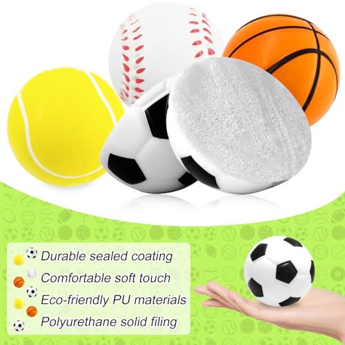12 Stück Stressball, Mini Sportbälle, Antistressball Kinder, Enthält Fußball Basketball Tennis Baseball Stressbälle Anti Stress Geschenke für Erwachsene Kinder, Stress Angst Linderung