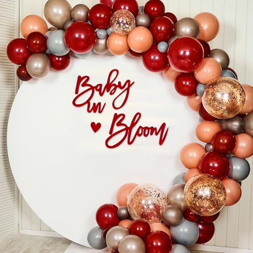 Image of Felt Baby in Bloom Sign for Baby Shower Backdrop Red Letters | Reused Large Banner Sign for Gender Reveal Party He or She Boys and Girls 1st Birthday Event Party Wall Photo Props Decor