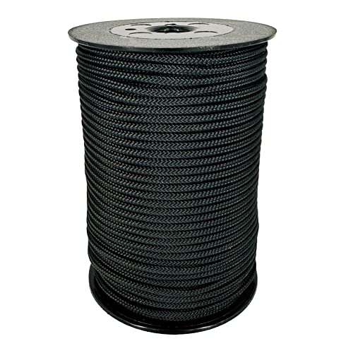 Cuerda Nylon 3MM. Cordon Paracord. Fabricado en España, para Aire Libre, Exteriores, Jardín y Bricolaje. 50M. Negro Cover