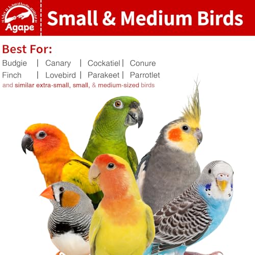 Image of Agape Rotating Parrot Perch with Chew Toy, Wooden Stand for Small Birds | Natural Bird Cage Accessory for Parakeets, Cockatiels, Lovebirds, Conures, Budgies, Helps Reduce Boredom & Encourage Exercise