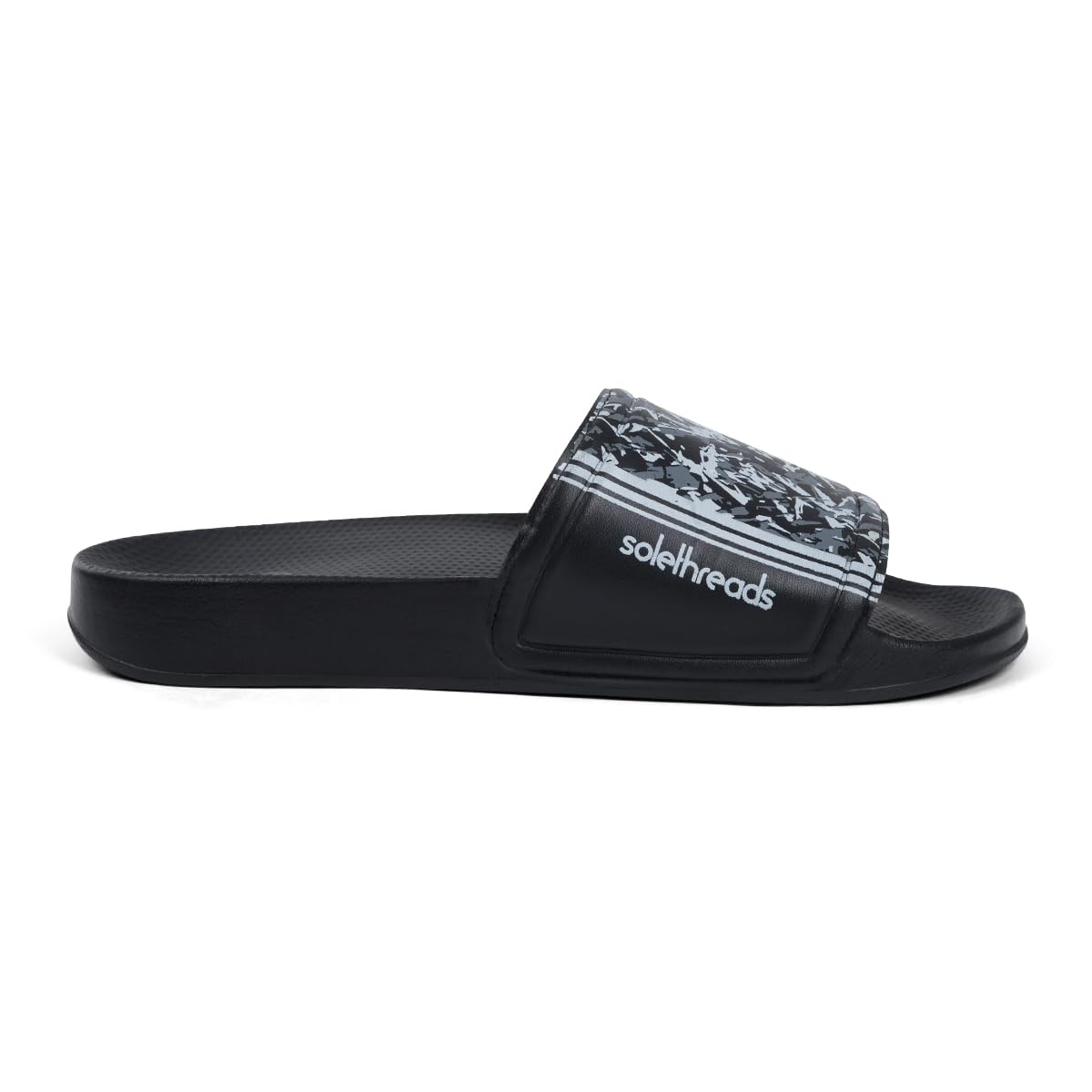SOLETHREADS Slide Splash Mens Rugged TPR Sole Anti Skid Long Lasting Tough Cool Slippers Flip Flops, Black, White UK 8 (B09YV1311F) Amazon Price History, Amazon Price Tracker