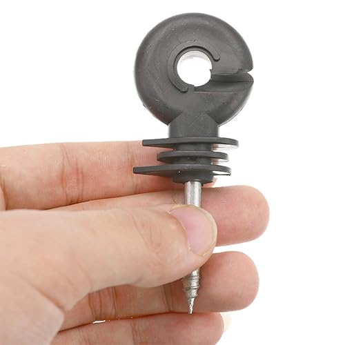 Miniatura 4 de GGTYHAO 100 aisladores eléctricos negros de valla de anillo aisladores de poste de madera aisladores de anillo de tornillo para esgrima de animales