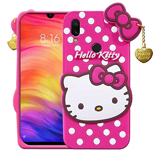 Image of Unirock Hello Kitty Back Case Cover for Redmi Note 7 Pro| 3D Cute Hello Kitty Case |Soft Silicone Rubber Back Cover with Pendant Kitty Cover for Redmi Note 7 Pro (Pink)