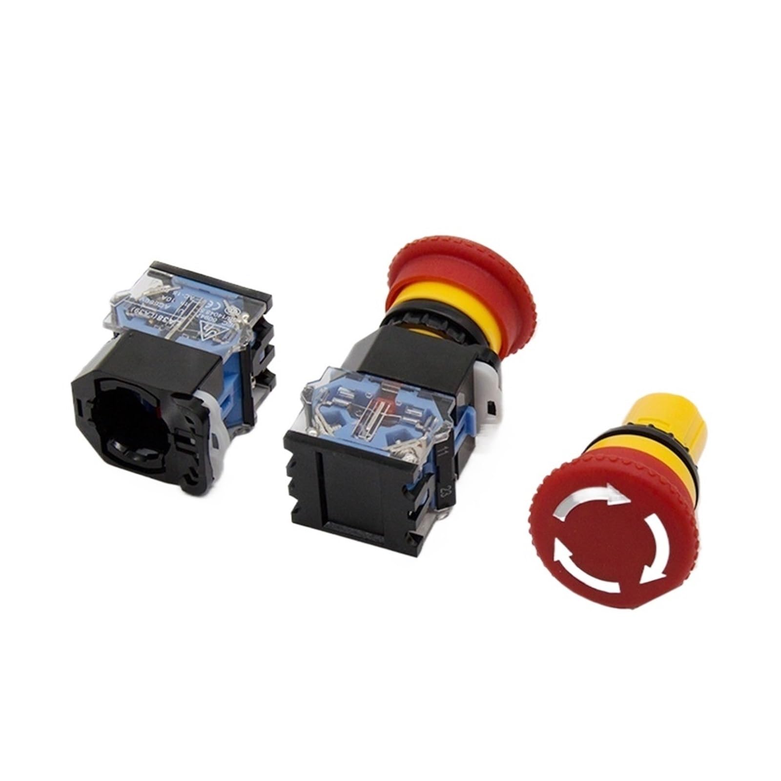 JNURGWLYH 22mm Emergency Stop Push Button Switch Power Supply LA38-11ZS Red Mushroom Head Self-Locking 10A/660V