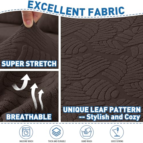 MAXIJIN-3-Pieces-Stretch-Couch-Covers-for-2-Cushion-Couch-Latest-Leaf-Pattern-Loveseat-Couch-Cover-with-2-Seat-Cushion-Dogs-Pet-Friendly-Sofa-Slipcovers-Protector-Loveseat-Coffee MAXIJIN 3 Pieces Stretch Couch Covers for 2 Cushion Couch Latest Leaf Pattern Loveseat Couch Cover with 2 Seat Cushion Dogs Pet Friendly Sofa Slipcovers Protector Loveseat Coffee