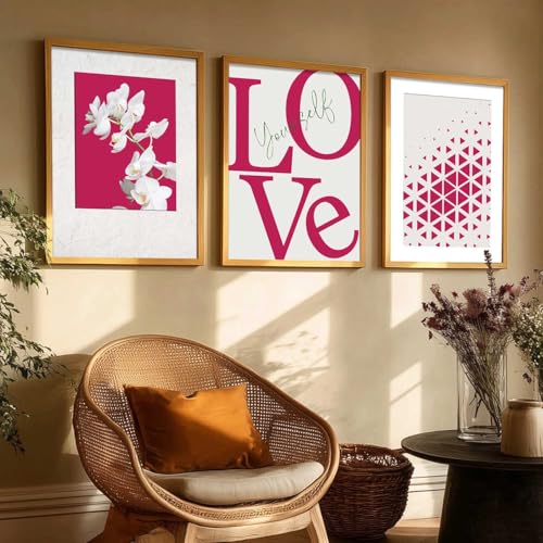Image of HOTHOUSE Decorative Abstract Wall Art Home Decor Modern Painting poster With Frame For Living Room Bed Room Hotel Wall Decor Digital Reprint Set of 3 (10X13 inch)