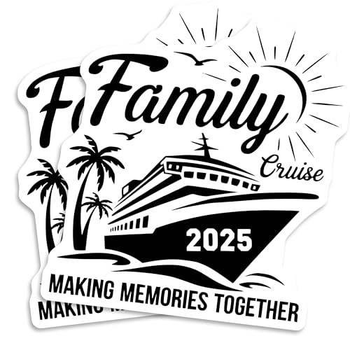 Family Cruise 2025 Magnet - Making Memories Together Vacation Souvenir Tropical Island Ship Art Trip Lover Gift EPLM0105-5 Inches 2 Pack