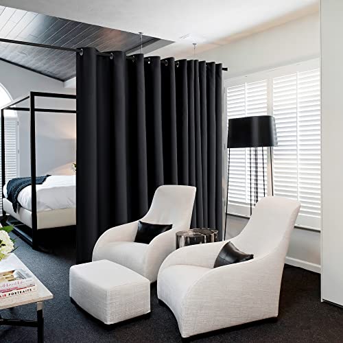 Image of NICETOWN Closet Door Heavy Curtain, Room Dividers Shade Screens Partitions, Extra Large Space Partition Blackout Drape, Screen Dividers for Rooms (1 Pack, 20ft Wide x 9ft Long, Black)