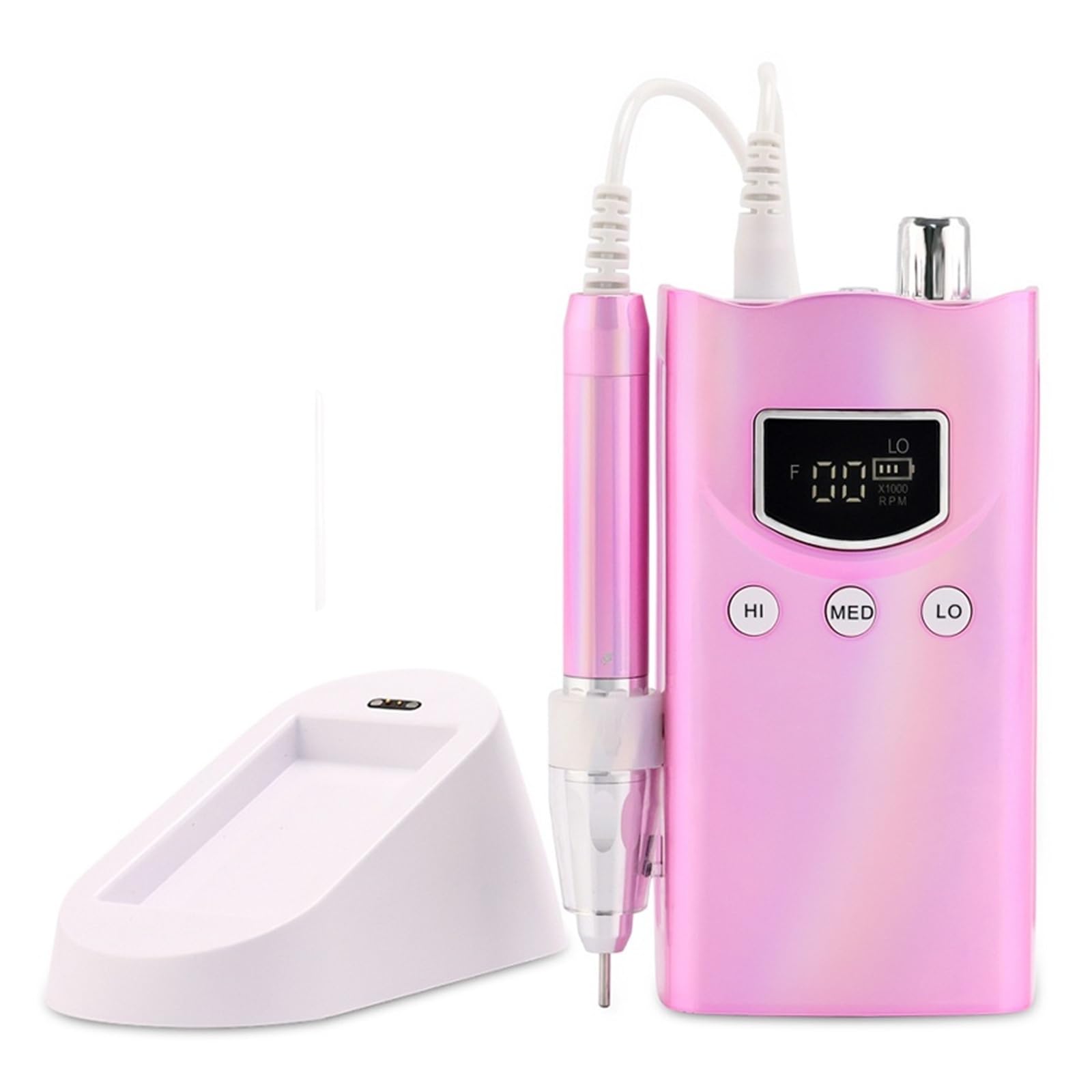 Trapano per unghie, Trapano for unghie elettrico senza fili da 85 W spazzole, 35.000 giri/min, ricaricabile, manicure intelligente(Pink)
