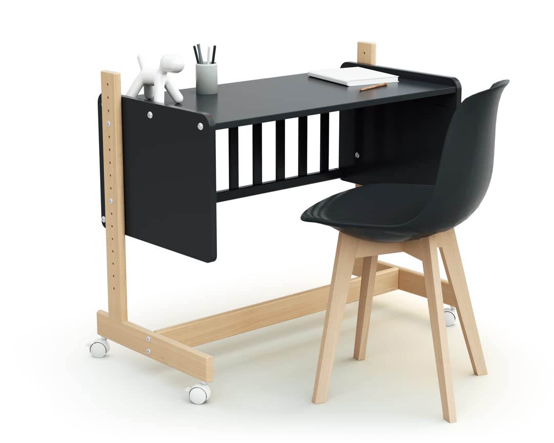 AT4 - Culla co-sleeping evolutiva ESSENTIEL legno - Grafite Grigio/Faggio - 40 x 80-88 x 45,50 x 79,50 cm