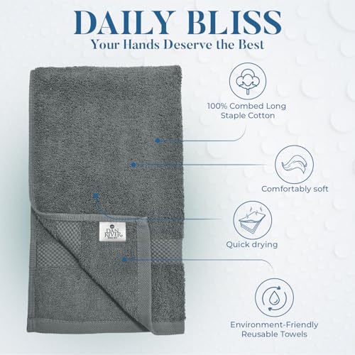 Image of DAN RIVER 6-Pack Premium Hand Towels (16x28 Inches) - 100% Cotton, Ultra Soft, Lightweight, Highly Absorbent Towels for Bathroom, Spa, Gym, Salon, Hotel, and Travel - Gray