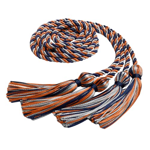 Image of Endea Graduation Double Honor Cord Three-Color (Navy Blue /Orange /Silver)