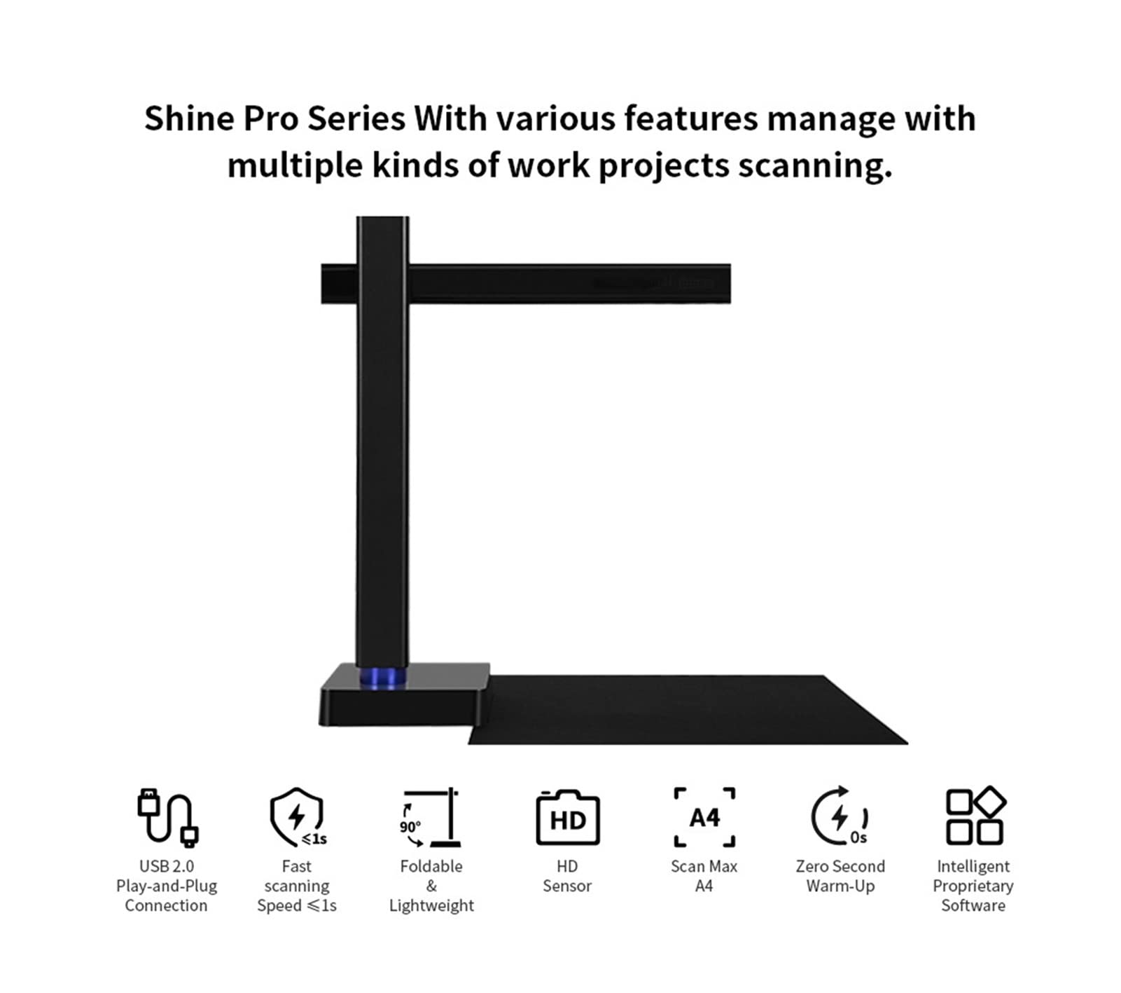 Dokumentenscanner, Buchscanner-Dokument-Kamera-Shine 500 800 Pro Capture Max A4-Größe for Lernlern, Dokumentscanner for den Rechnungsscan mit Okr(Shine 500 Pro)