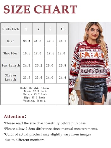 Image of Cute Christmas Sweater for Women Long Sleeve Crewneck Ugly Christmas Sweater Loose Pullover Knitwear