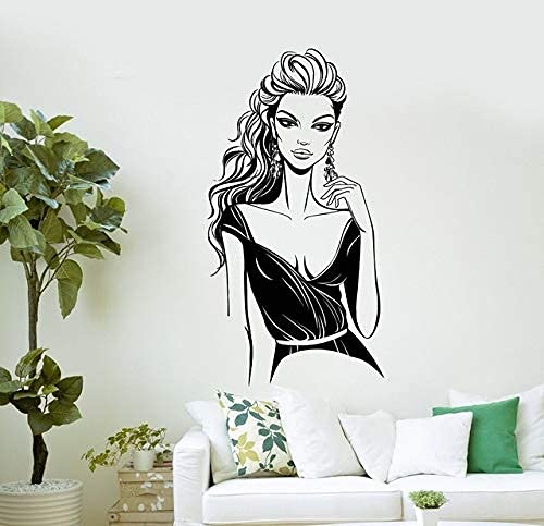 Pegatina de pared mujer artística, adhesivo de pared blanco y negro, motivacional, adecuado para casa y estudio, adhesivo de pared de vinilo removible 42 x 80 cm