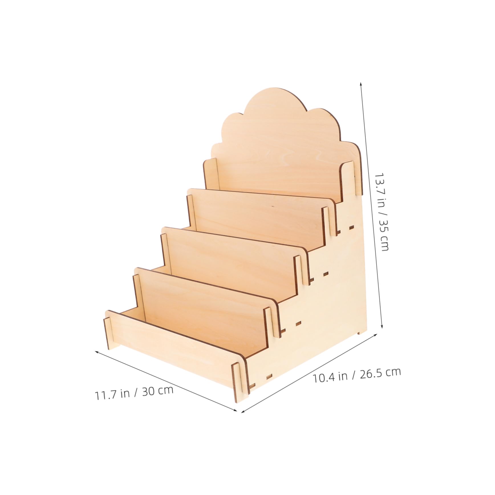 Expositor de Tarjetas de Madera Beige Niveles para Mostrador | Organización en Sobremesa, Estructura Escalonada, Diseño Simple Moderno