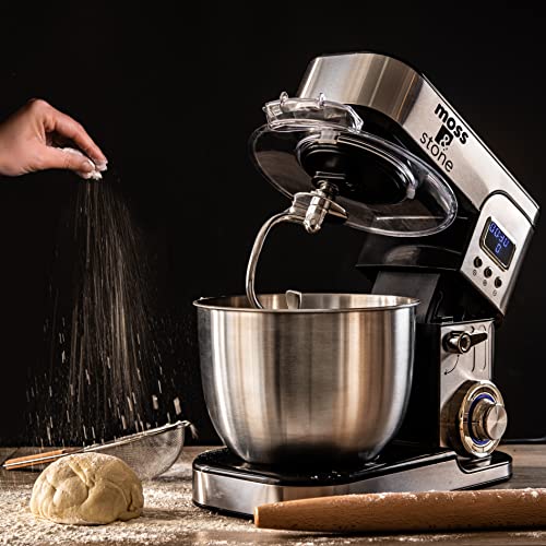 Moss & Stone Stand Mixer With Lcd Display, 6 Speed Electric Mixer With 5.5 Quart Stainless Steel Mixing Bowl, Kitchen Mixer With Dough Hook, Egg Whisk, Beater & Baking Spatula, Food Mixer With Timer - Image 6