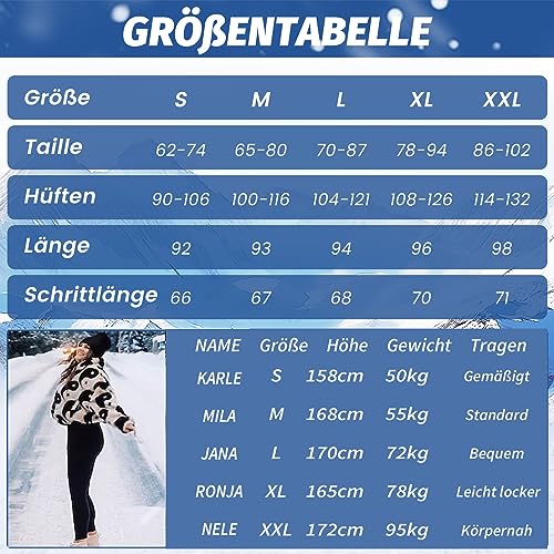 HIPOWER Thermo Leggings Gefüttert Damen Winter Verdickte Thermoleggins Warm Plüsch Fleece Leggins High Waist Blickdicht Thermostrumpfhose für Outdoor Freizeit(Schwarz,S
