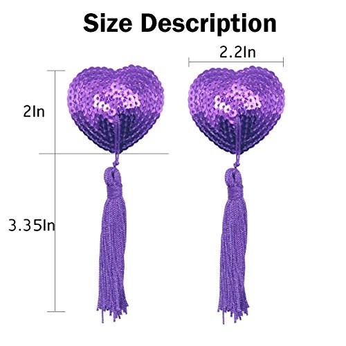 image for MUQU Bra with Tassel - Womens Silicone Petals Sequin Heart Pasties Adh