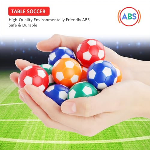 VFANDV 12 Stück Tischfußball, 32mm Tischfußball Kickerbälle, Tabletop Football aus ABS, Tischfussball Bälle Ersatzbälle für Erwachsene und Kinder Fußball Tisch Spiel Bedarf - Orange/Blau/Grün/Rot