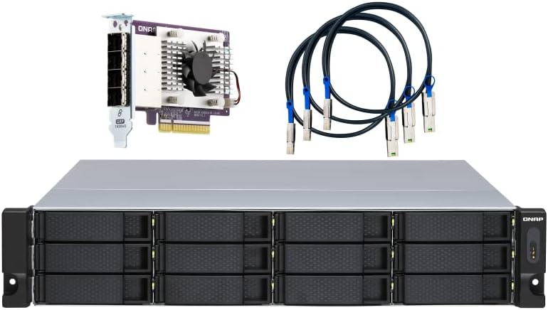 QNAP TL-R1200S-RP 12 Bay 2U Rackmount SATA 6Gbps JBOD Storage Enclosure with Redundant Power Supply. PCIe SATA Interface Card (QXP-1600eS) Included