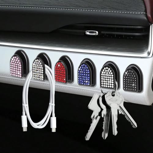 Cheeskteo 6PCS Elegant Bling Sparkly Glittering Rhinestone Sticky Mini Organizer
