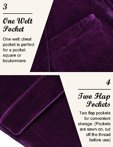 Image of COOFANDY Men's Velvet Blazer Notched Lapel Velour Suit Jacket One Button Tuxedo Jackets for Wedding Prom Party Dinner