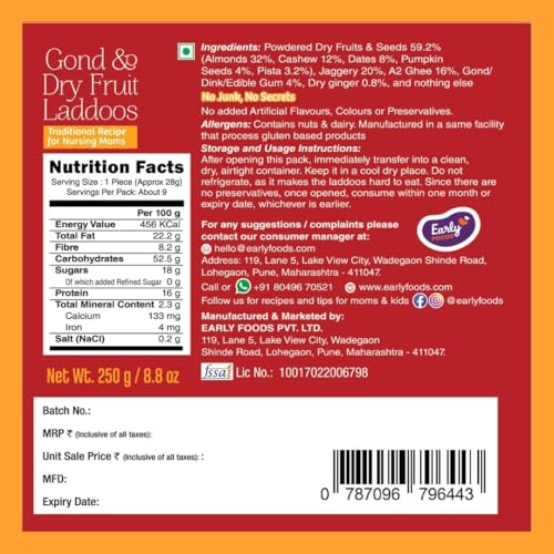 Image of Early Foods Assorted Pack of 2: A2 Ghee Ragi Til & Gond Laddu with Jaggery | Gond Ke Laddoo | Desi Ghee Dink Laddoo | postpartum ladoo | Sugar Free Laddu