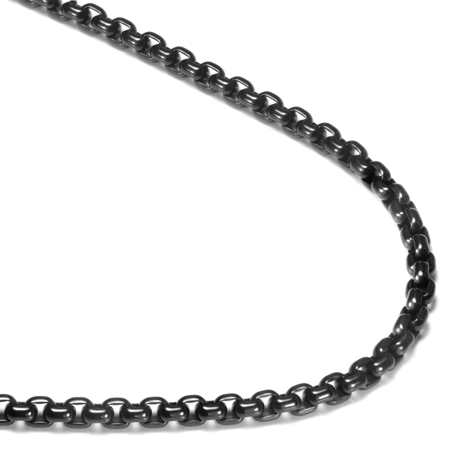 True Black Titanium 4MM Box Link Necklace Chain