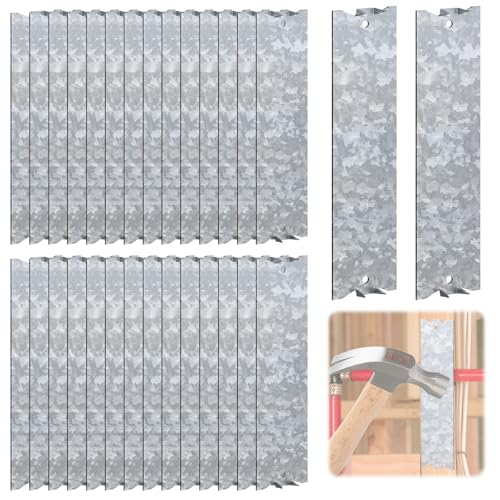 WENHUALI 30 Pack Nail Protection Shield for Wood Studs, 6 x 1.5 Inch Cable Wire Protector, Metal Anti-Nail Plates with Pointed Prong for Plumbing & Wiring Protection(Snowflake Silver) by WENHUALI - Used condition - US$18.42