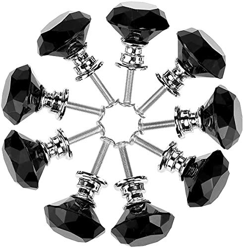 Akstore 10 Pcs Crystal Glass Cabinet Knobs 30Mm Diamond Shape Drawer Kitchen Cabinets Dresser Cupboard Wardrobe Pulls Handles (Black) #TOP4