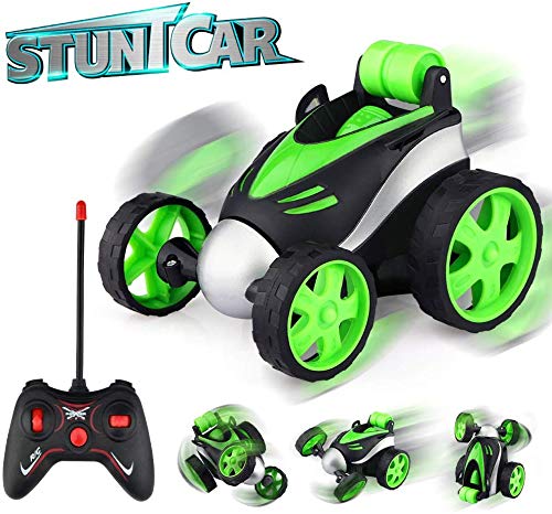 Baztoy Voiture Télécommandée, Jouets Enfants Voiture RC Rotation à 360 ° Mini Stunt Car Voiture Radiocommandee Motocyclette Voiture de Course Cadeaux Anniversaire Garçon Fille Jeux Extérieur Intérieur