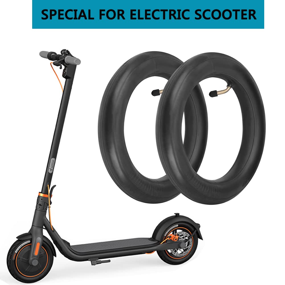 Cámaras de Aire 10 Pulgadas, Cámara Reforzada 10x2.50 para Rueda de Patinete Eléctrico，Repuesto para Neumático con Válvula de 45°, con 2 Bastones Neumáticos + Funda Soporte
