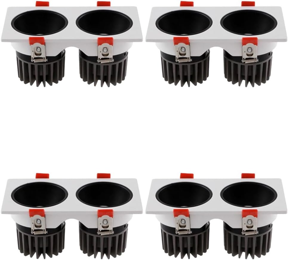 4 Pack Potlight Mount Downlight 20W Spotlight Light Trim Adjustable Spotlight Fixture Dimmable Recessed Light Double Head LED Decorative Ring Embedded Downlight Trim,Dark