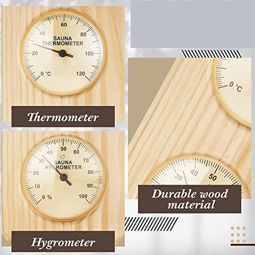 Voragrl Sauna-Thermometer und Hygrometer aus Holz, 2 in 1, Luftfeuchtigkeit, Temperaturmessung für Zuhause, Familie, Hotel, Saunaraum – Bild 3