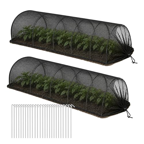 Garden Mile 2pc Grow Tunnel 3m with 20 Pegs Steel Frame Garden Netting Tunnel 45cm Height Polyester Mesh Plant Netting for Vegetables Crops & Outdoor Plant Protection