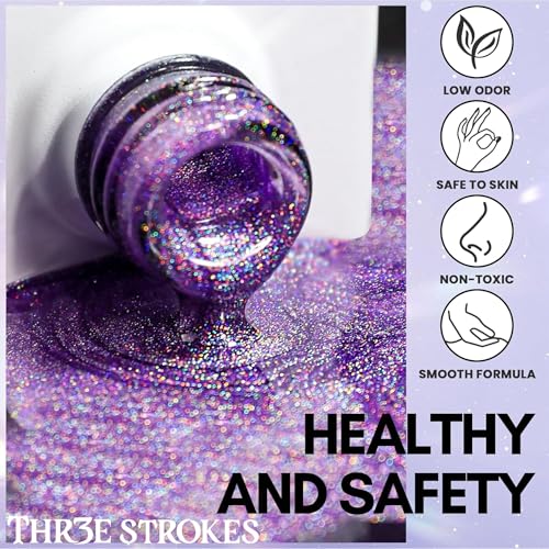Image of THR3E STROKES 9D Glitter Cat Eye Magnetic Nail Polish Gel Art Manicure DIY at Home Soak Off UV 7.5ML (CE4)