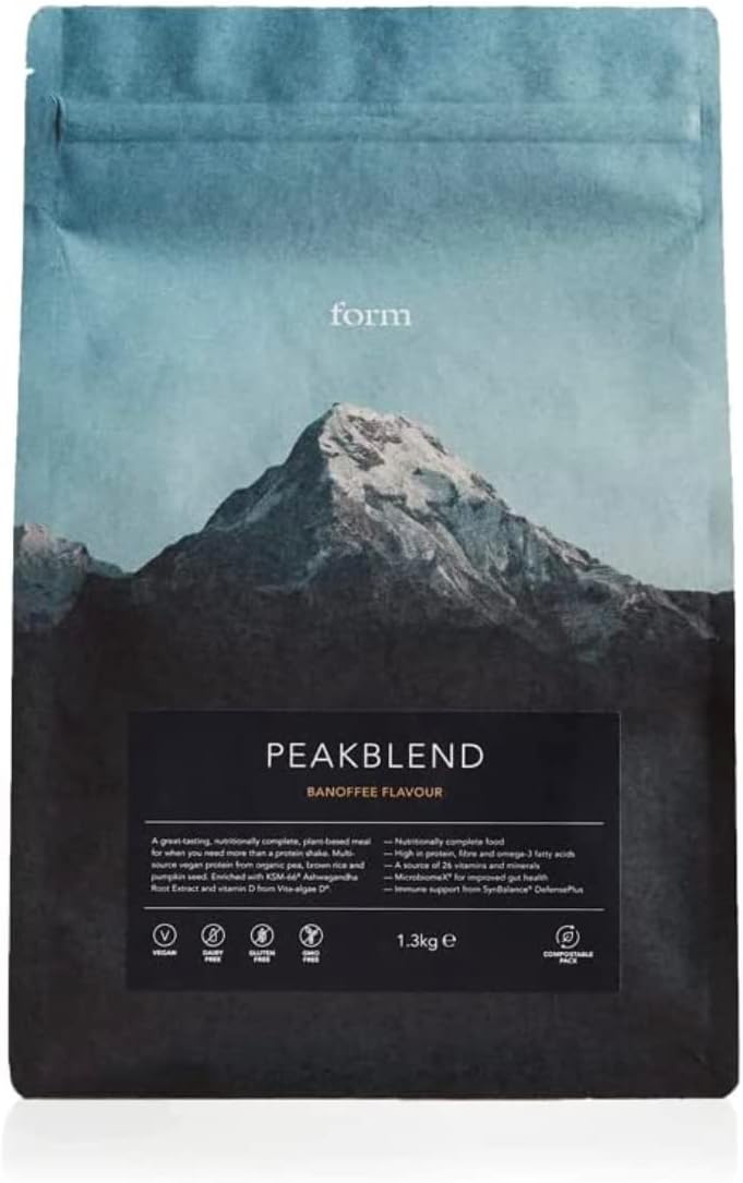 Form Peakblend – Vegan Meal Replacement Shacke – 34g of plant based protein per serving – Nutritionally complete | 26 vitamins & minerals | No artificial flavours, no artificial sweeteners (Banoffee)