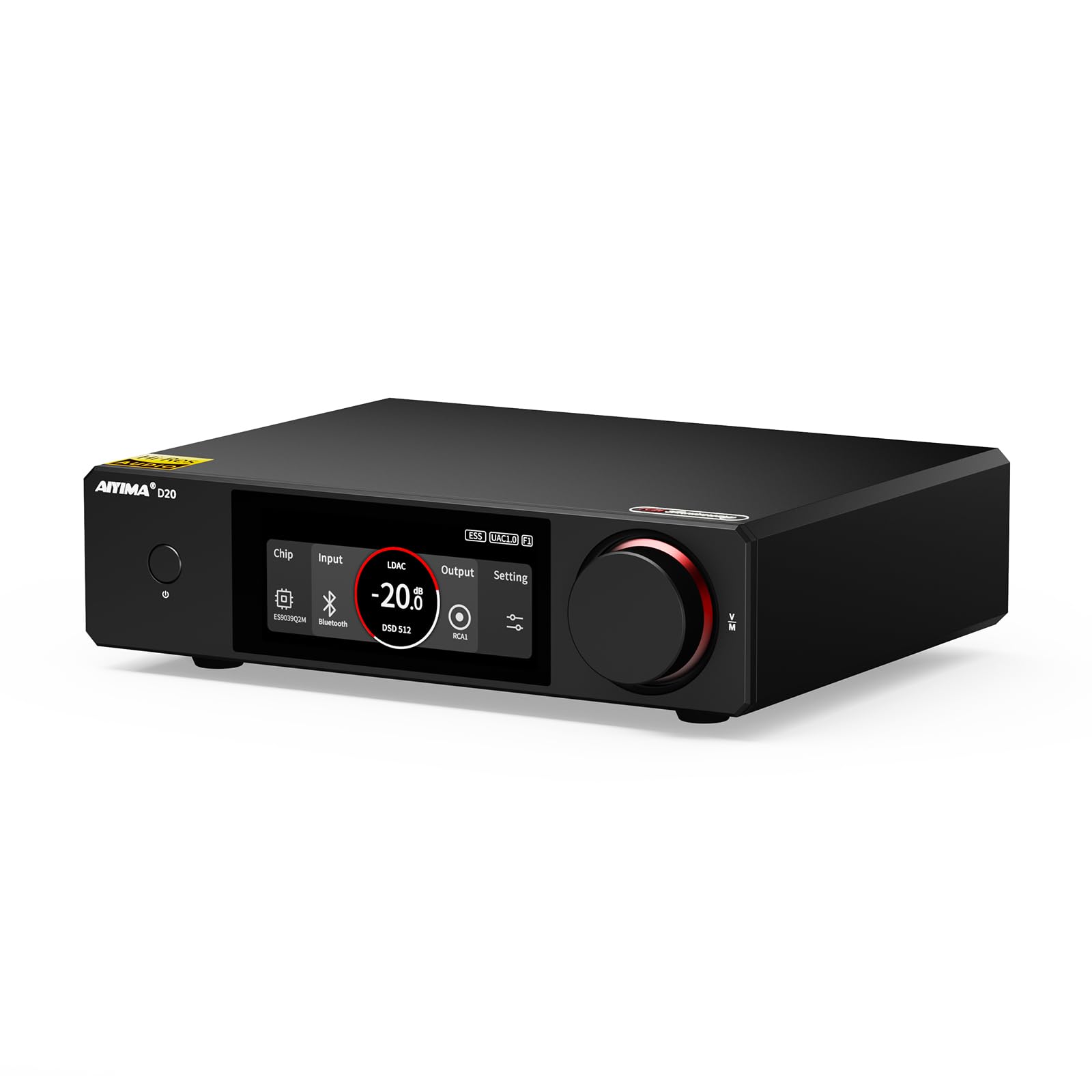 AIYIMA D20 Vollsymmetrischer Hifi-DAC mit zwei DAC-Chips ES9039Q2M AK4493S | XMOS XU316 Desktop-DAC,Bluetooth mit LDAC,ARC-Eingang,XLR-Ausgang,dynamisches VU-Meter,UAC 1.0/2.0 Gaming-DAC für PS5&Switch