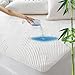 GRT Bamboo Waterproof Mattress Protector Double Bed - 3D Air Fiber Cooling Mattress Cover, Breathable Ultra Soft Noiseless Mattress Protector with 30cm Extra Deep Skirt (Double - 137 x 190cm)