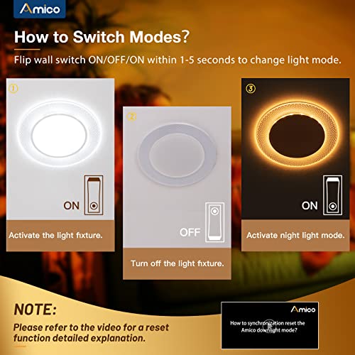 Amico 12 Pack 6 Inch 5Cct Led Recessed Ceiling Light With Night Light, 2700K/3000K/4000K/5000K/6500K Selectable Recessed Lighting, 12W=110W, 1000Lm, Dimmable Canless Wafer Downlight - Etl & Fcc #TOP2