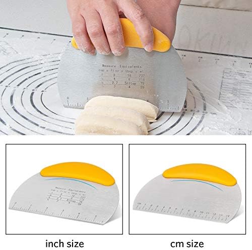Asdirne Dough Scraper, Dough Cutter with Food Grade Stainless Steel Blade and Soft TPR Handle, 16CM, Pastry Scraper, Yellow