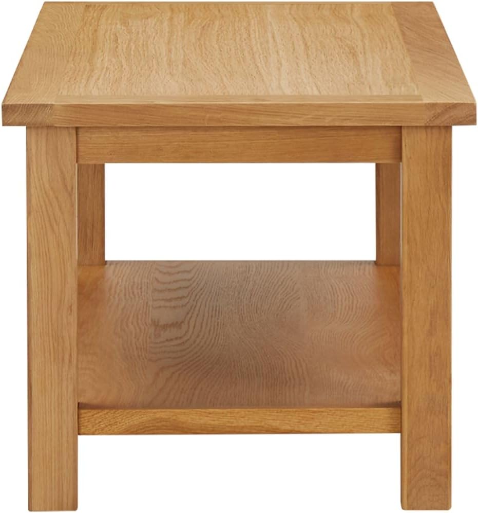 vidaXL Solid Oak Wood Coffee Table Wooden Couch Side End Accent Table for Living Room Home Office Hallway Display Furniture Storage Interior